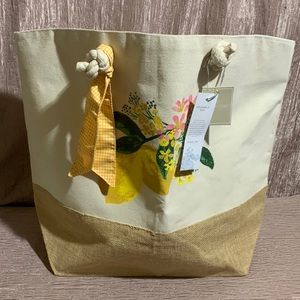 Shabby Chick Reusable Bag Tote Jude Tan Cream Lemons Print